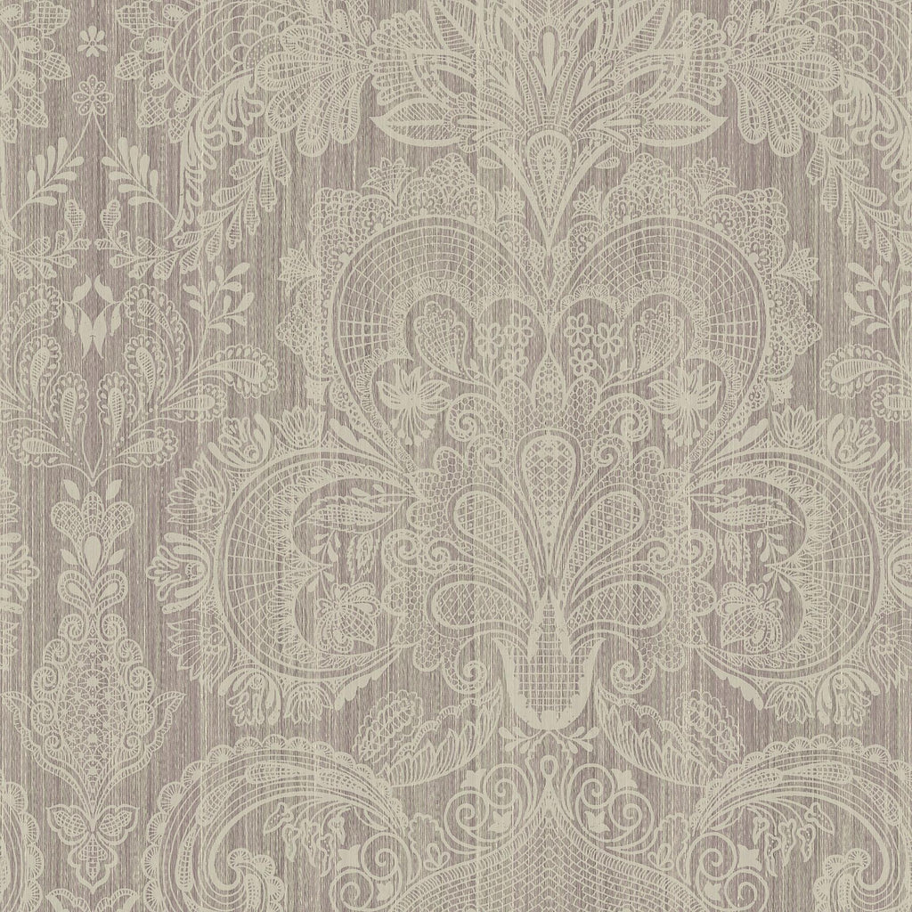 Brewster Home Fashions Lace Damask Purple Wallpaper