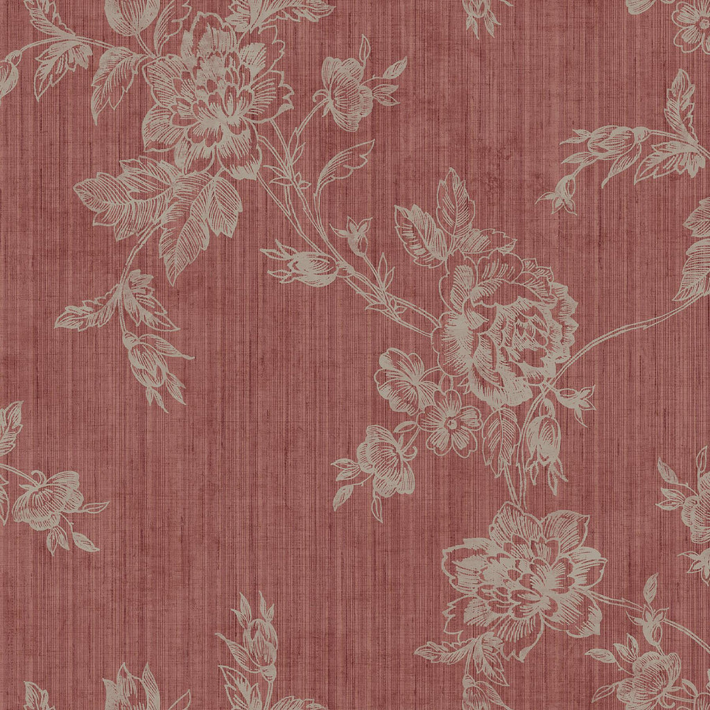 Brewster Home Fashions Dark Red Tonal Rose Trail Wallpaper