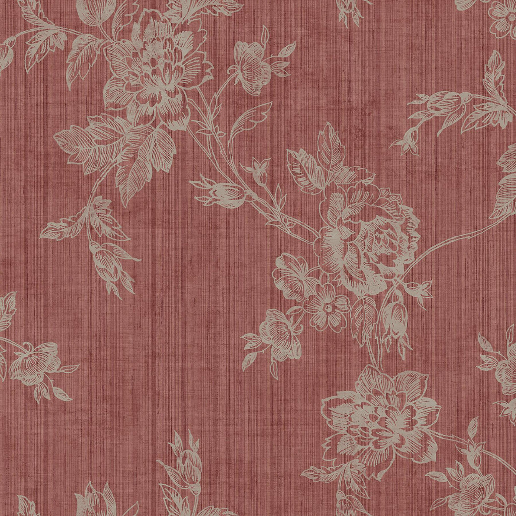 Brewster Home Fashions Tonal Rose Trail Dark Red Wallpaper