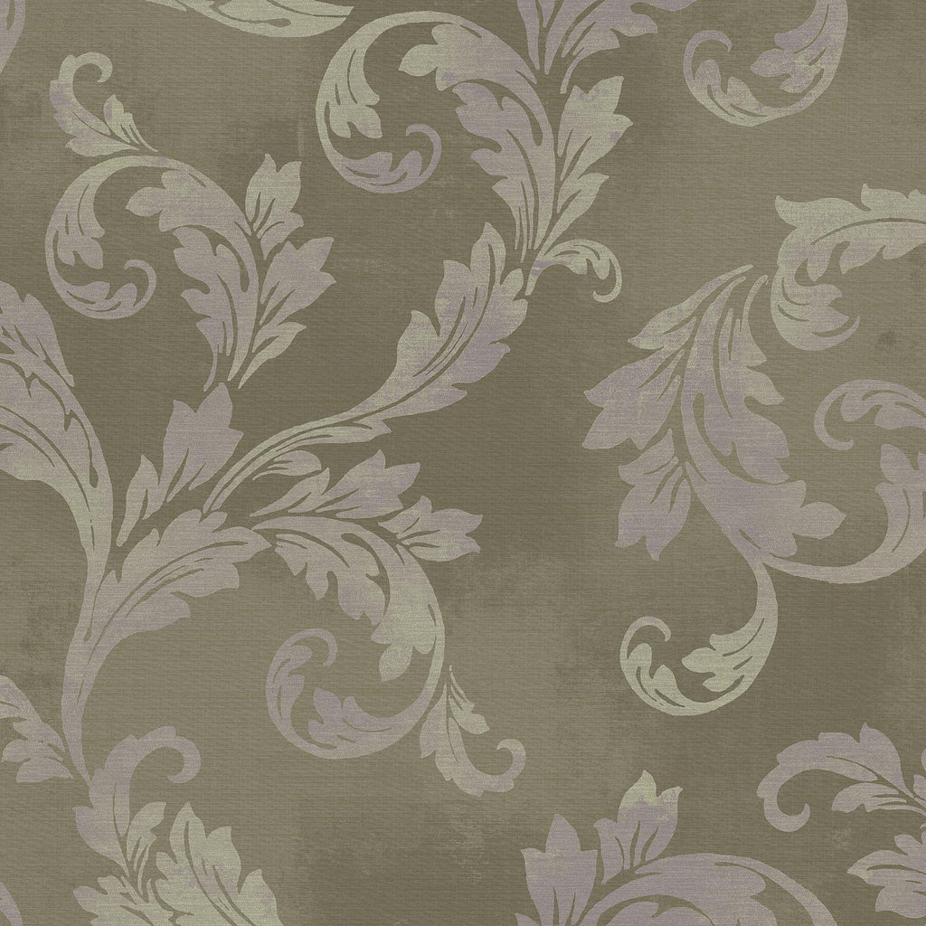 Brewster Home Fashions Platinum Clean Acanthus Leaf Scroll Wallpaper
