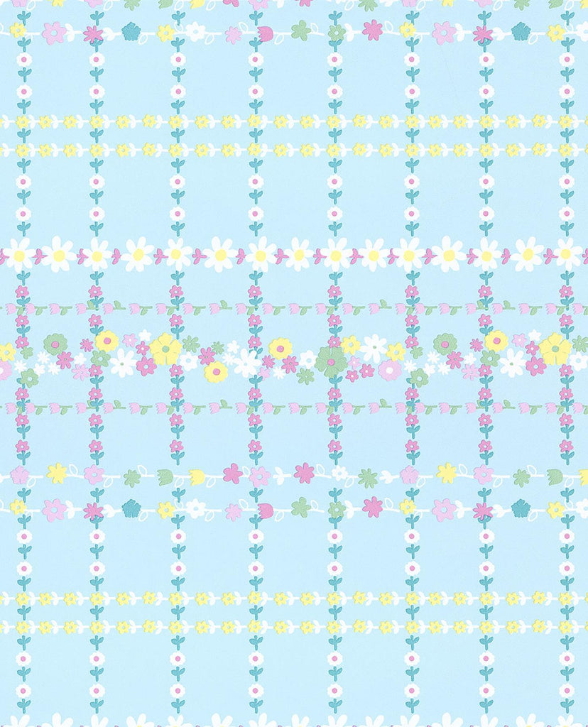 Brewster Home Fashions Belina Light Blue Flower Check Wallpaper