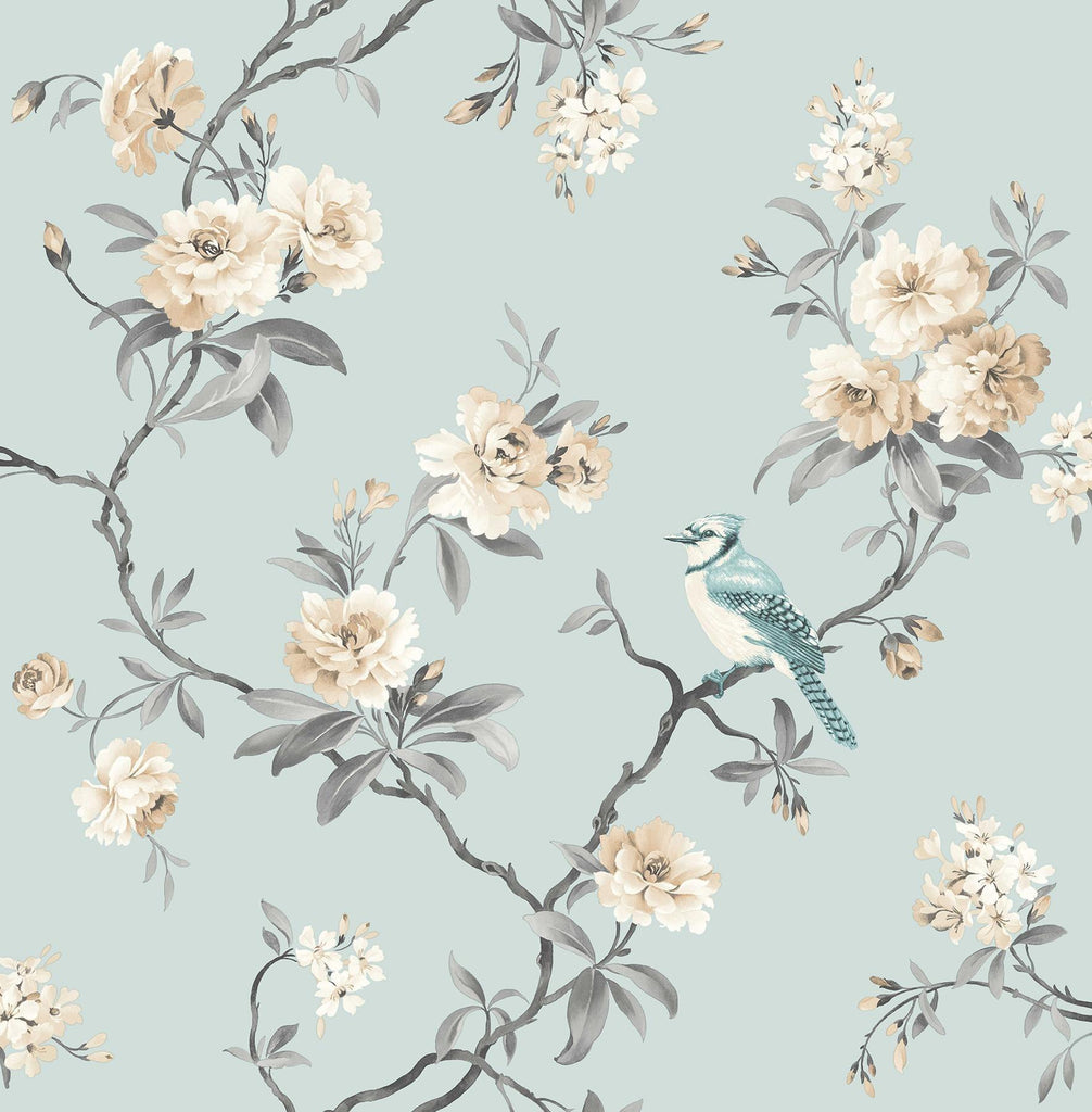 Brewster Home Fashions Chinoiserie Blue Floral Wallpaper