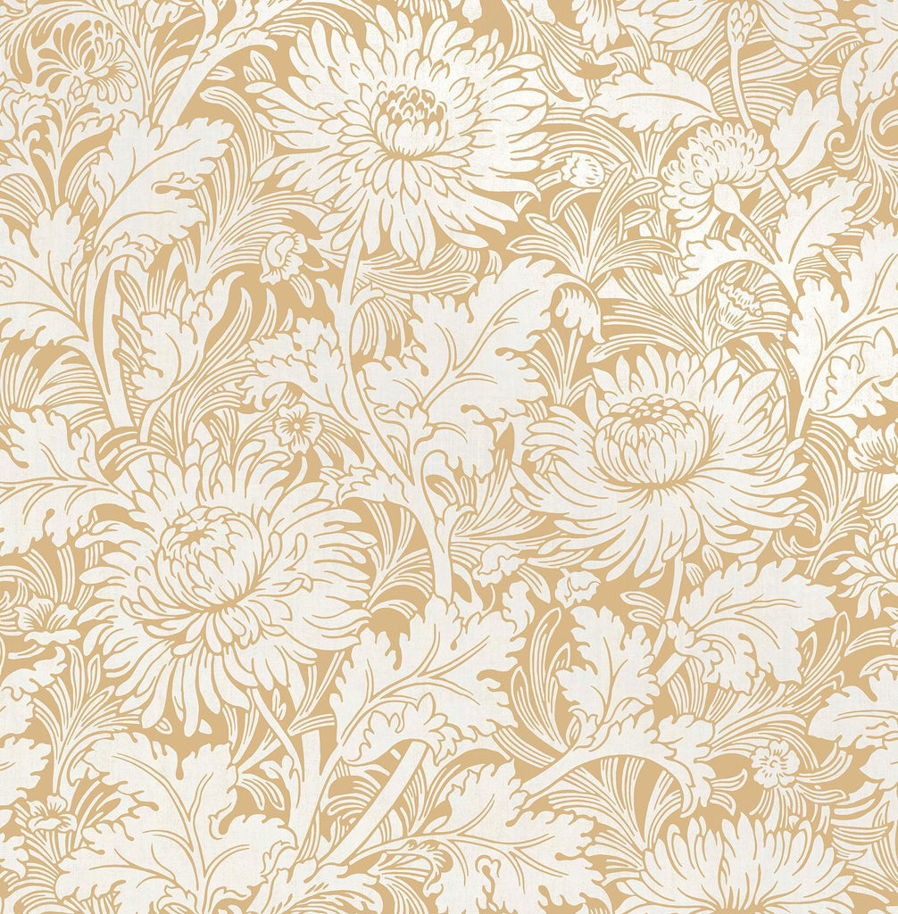 Brewster Home Fashions Zinnia Mustard Floral Wallpaper