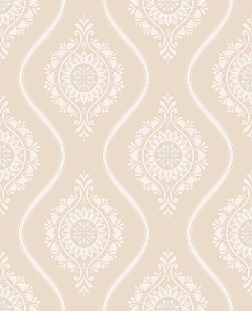 Brewster Home Fashions Beaumont Ogee Coral Wallpaper
