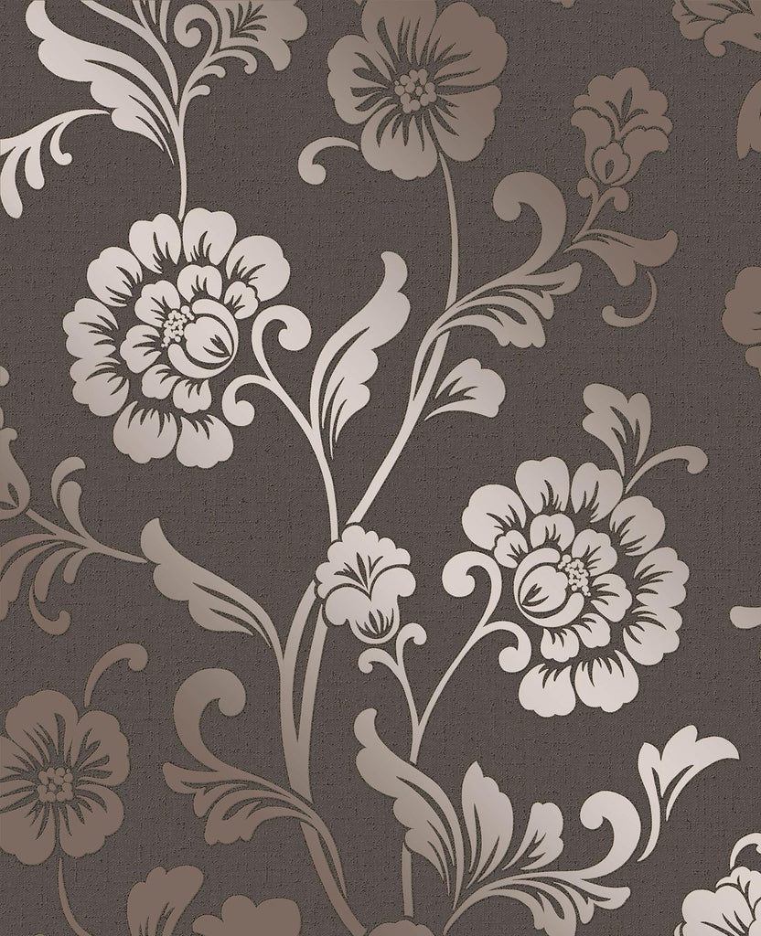 Brewster Home Fashions Quartz Bronze Floral Wallpaper