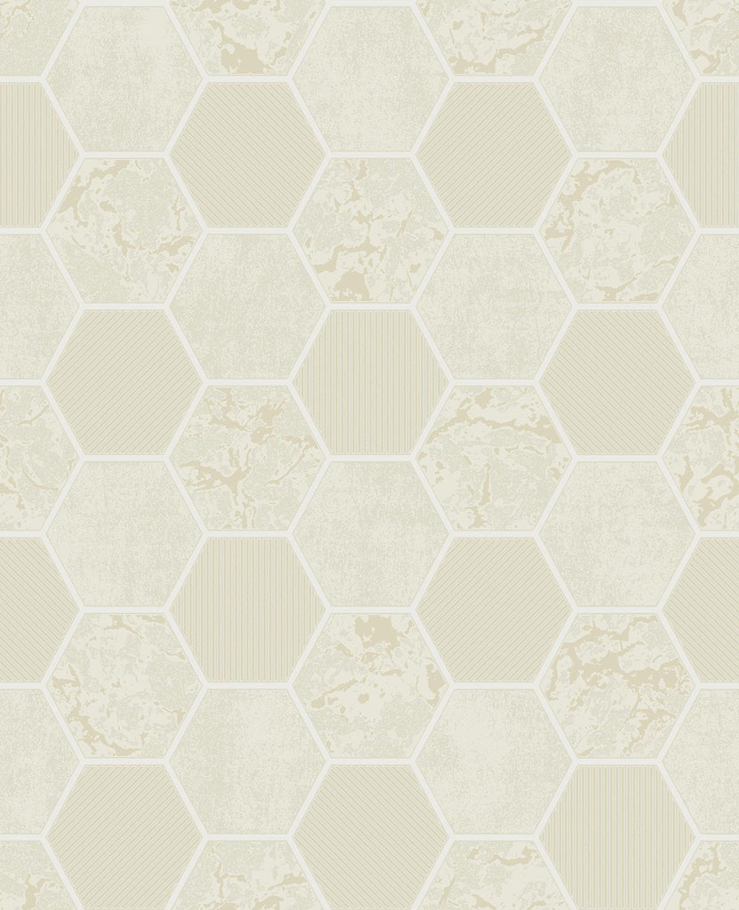 Brewster Home Fashions Ceramica Cream Hexagon Tile Wallpaper