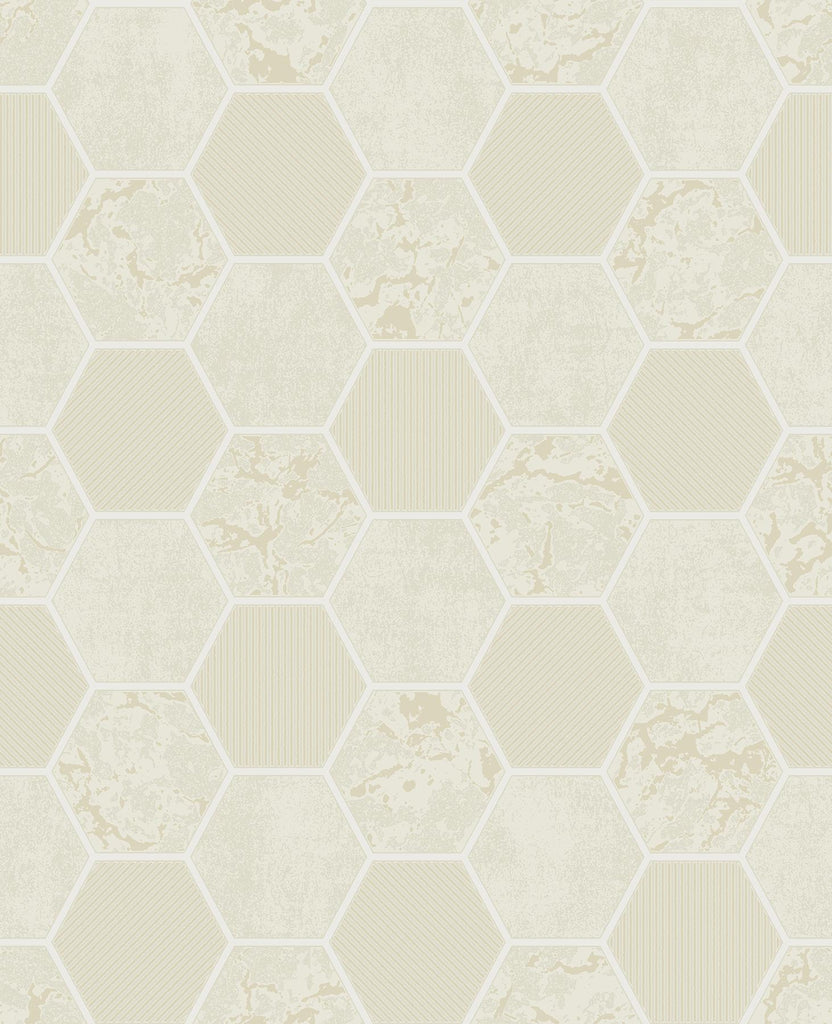 Brewster Home Fashions Ceramica Hexagon Tile Cream Wallpaper