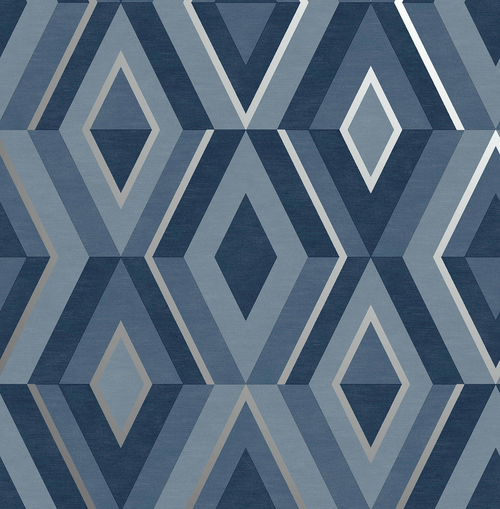 Brewster Home Fashions Shard Geometric Blue Wallpaper