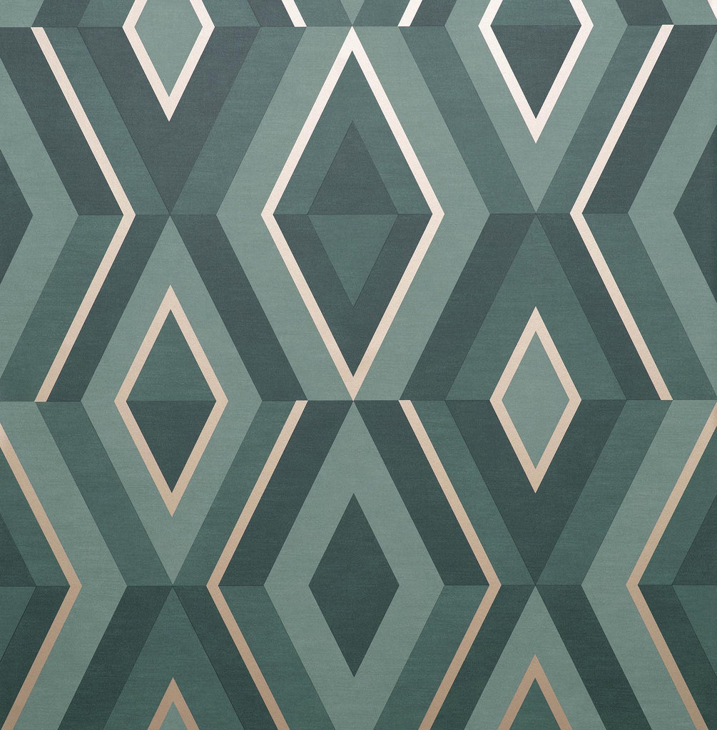 Brewster Home Fashions Shard Turquoise Geometric Wallpaper