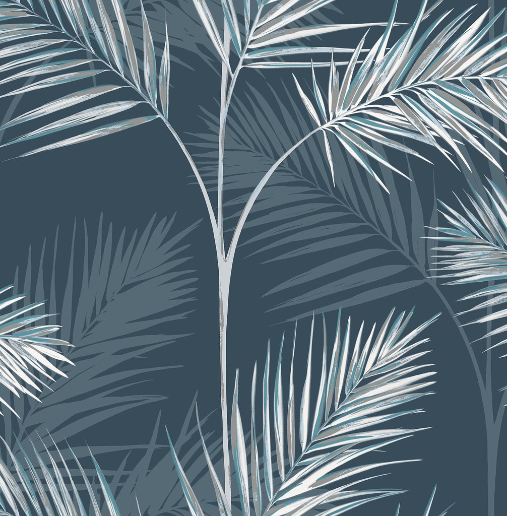 Brewster Home Fashions South Beach Navy Fronds Wallpaper
