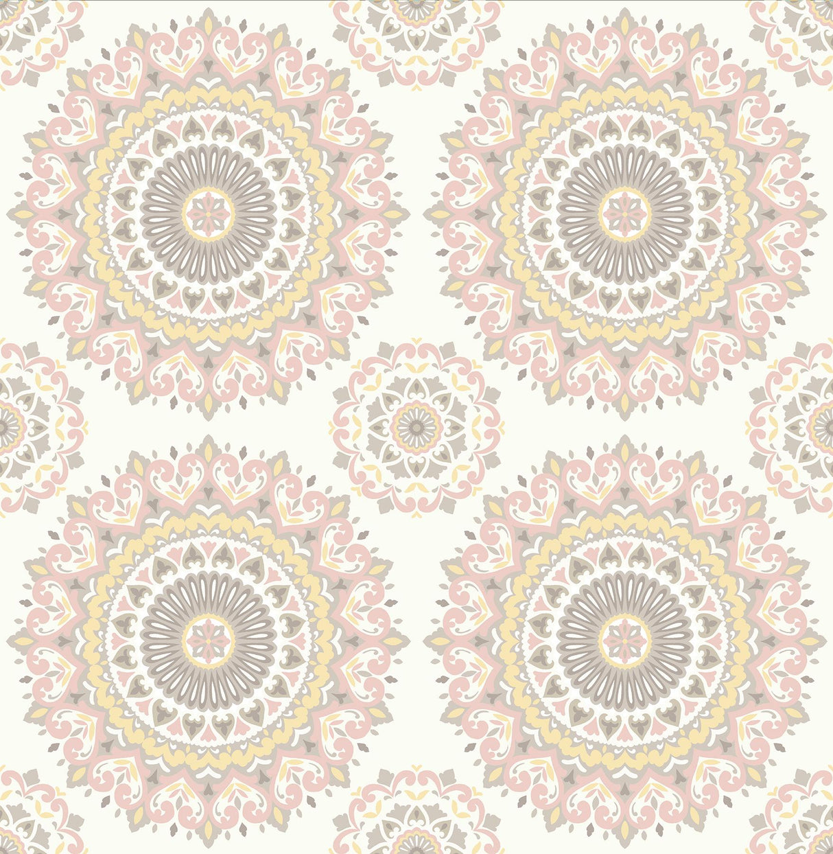 A-Street Prints Gemma Light Pink Boho Medallion Wallpaper