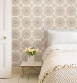 A-Street Prints Gemma Light Pink Boho Medallion Wallpaper