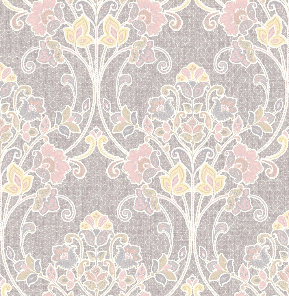 A-Street Prints Willow Nouveau Floral Pink Wallpaper