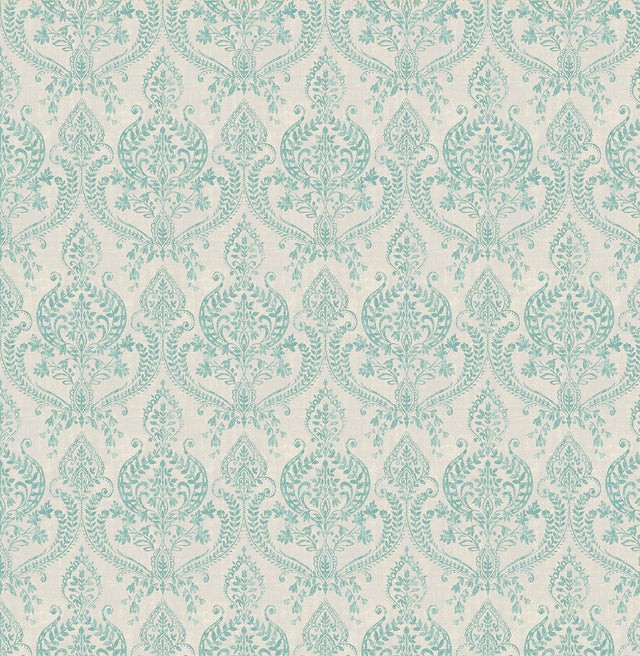 A-Street Prints Waverly Turquoise Petite Damask Wallpaper