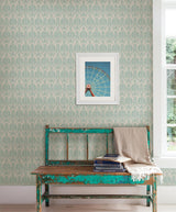 A-Street Prints Waverly Turquoise Petite Damask Wallpaper