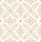 A-Street Prints Off Beat Ethnic Pink Geometric Floral Wallpaper