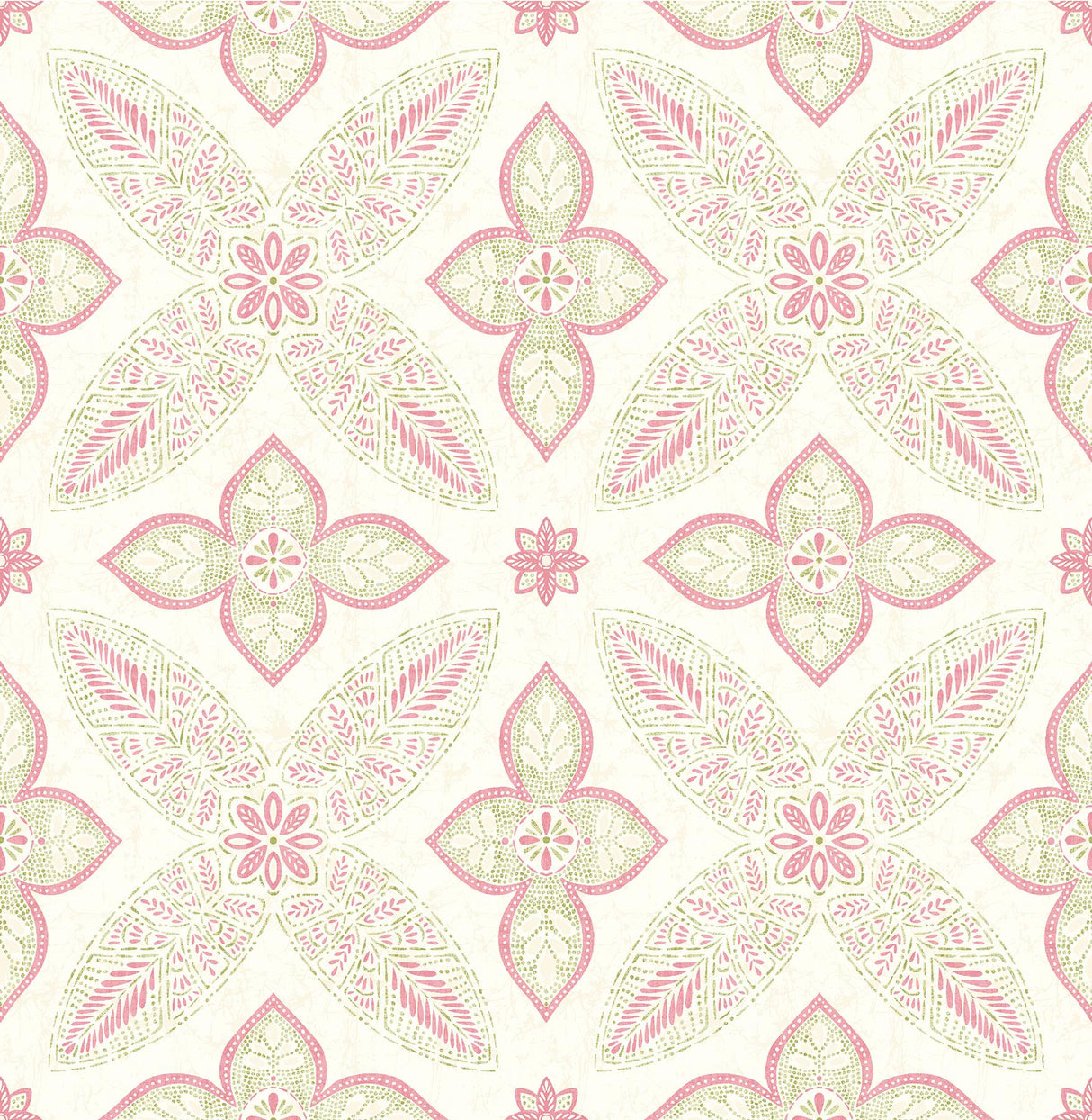 A-Street Prints Off Beat Ethnic Geometric Floral Pink Wallpaper