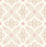 A-Street Prints Off Beat Ethnic Geometric Floral Pink Wallpaper