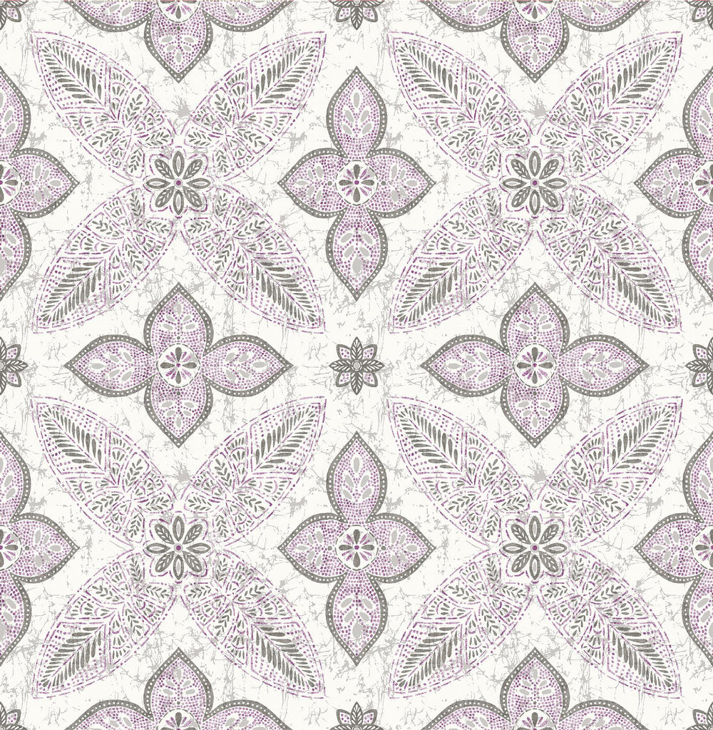 A-Street Prints Off Beat Ethnic Violet Geometric Floral Wallpaper