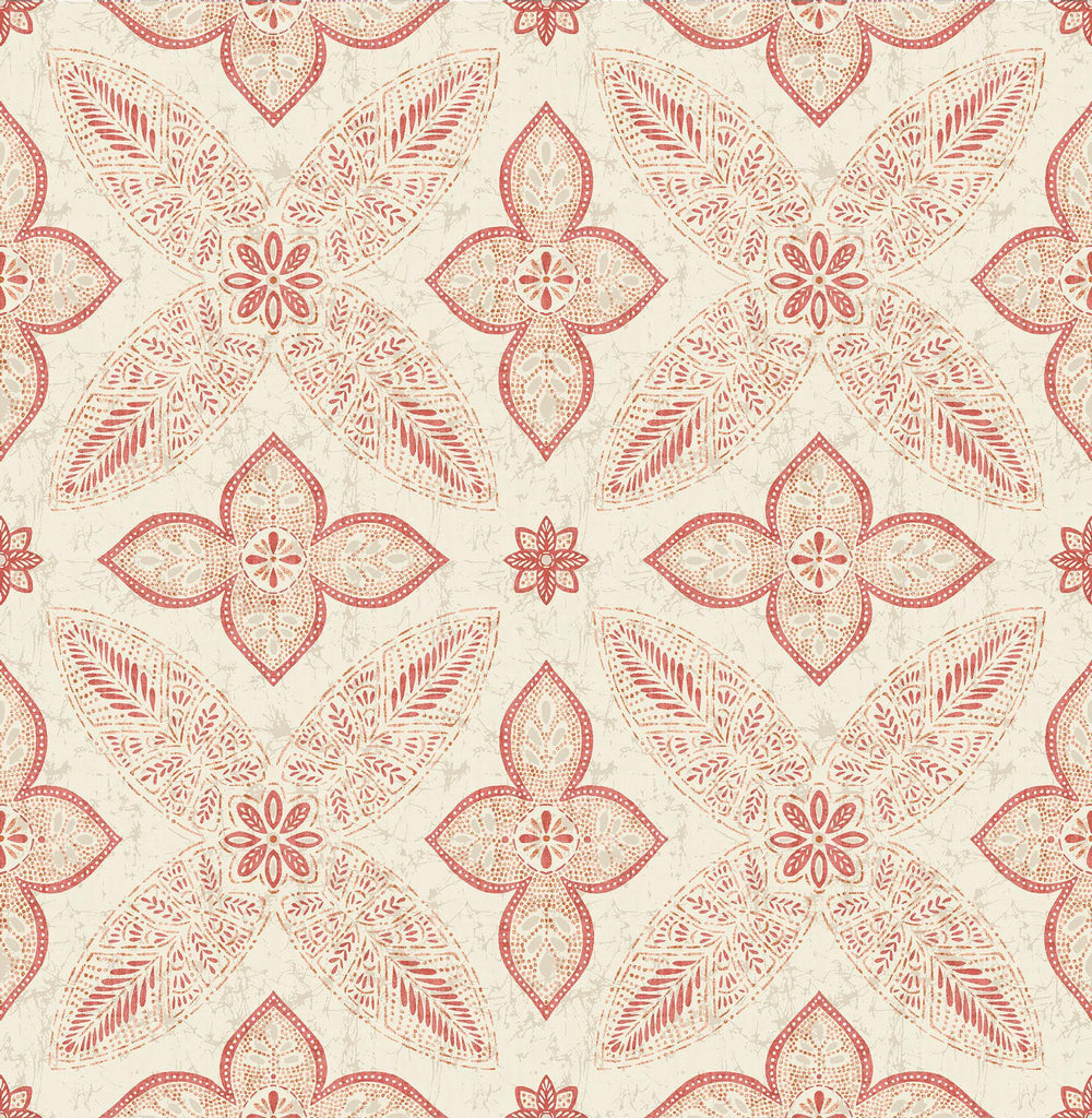 A-Street Prints Off Beat Ethnic Red Geometric Floral Wallpaper