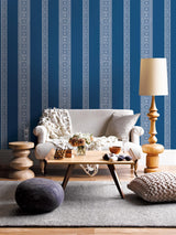 A-Street Prints Brynn Indigo Paisley Stripe Wallpaper