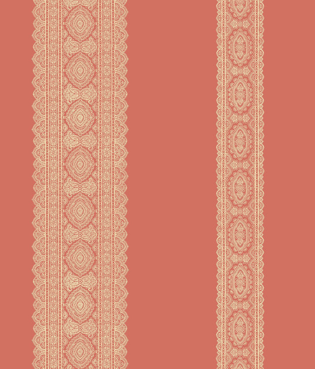 A-Street Prints Brynn Coral Paisley Stripe Wallpaper