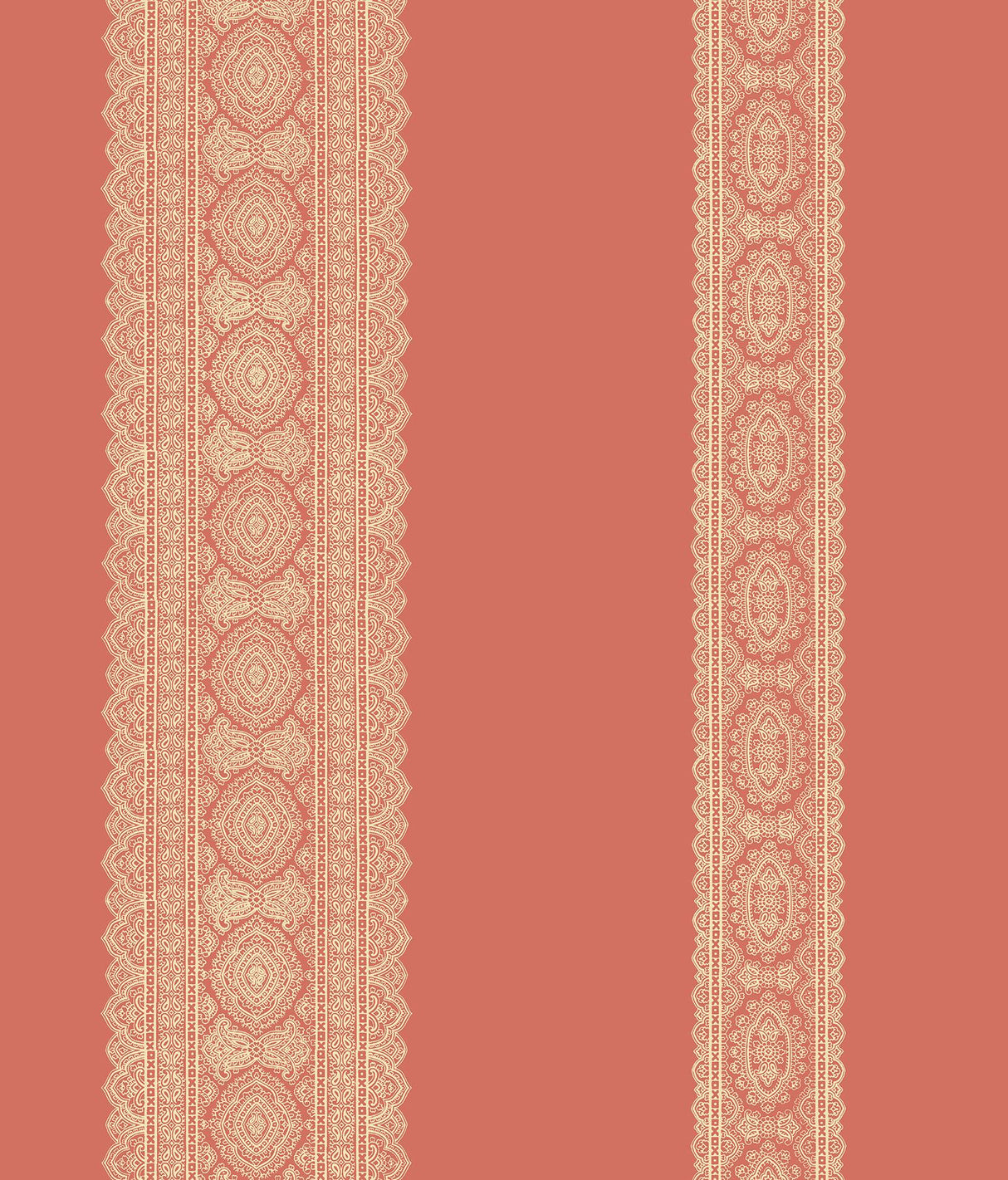 A-Street Prints Brynn Paisley Stripe Coral Wallpaper