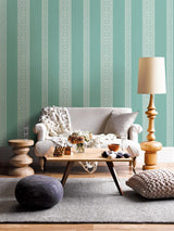A-Street Prints Brynn Turquoise Paisley Stripe Wallpaper