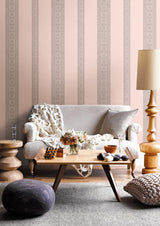 A-Street Prints Brynn Grey Paisley Stripe Wallpaper