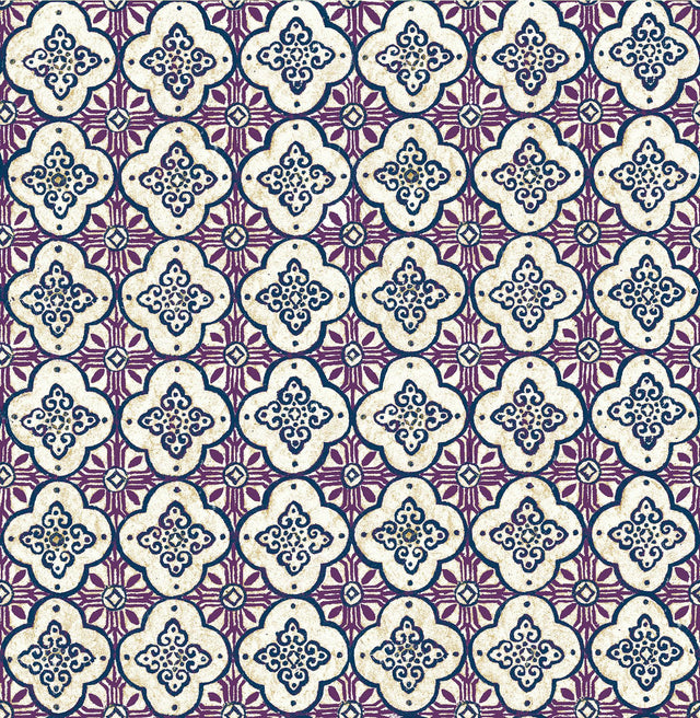 A-Street Prints Geo Violet Quatrefoil Wallpaper