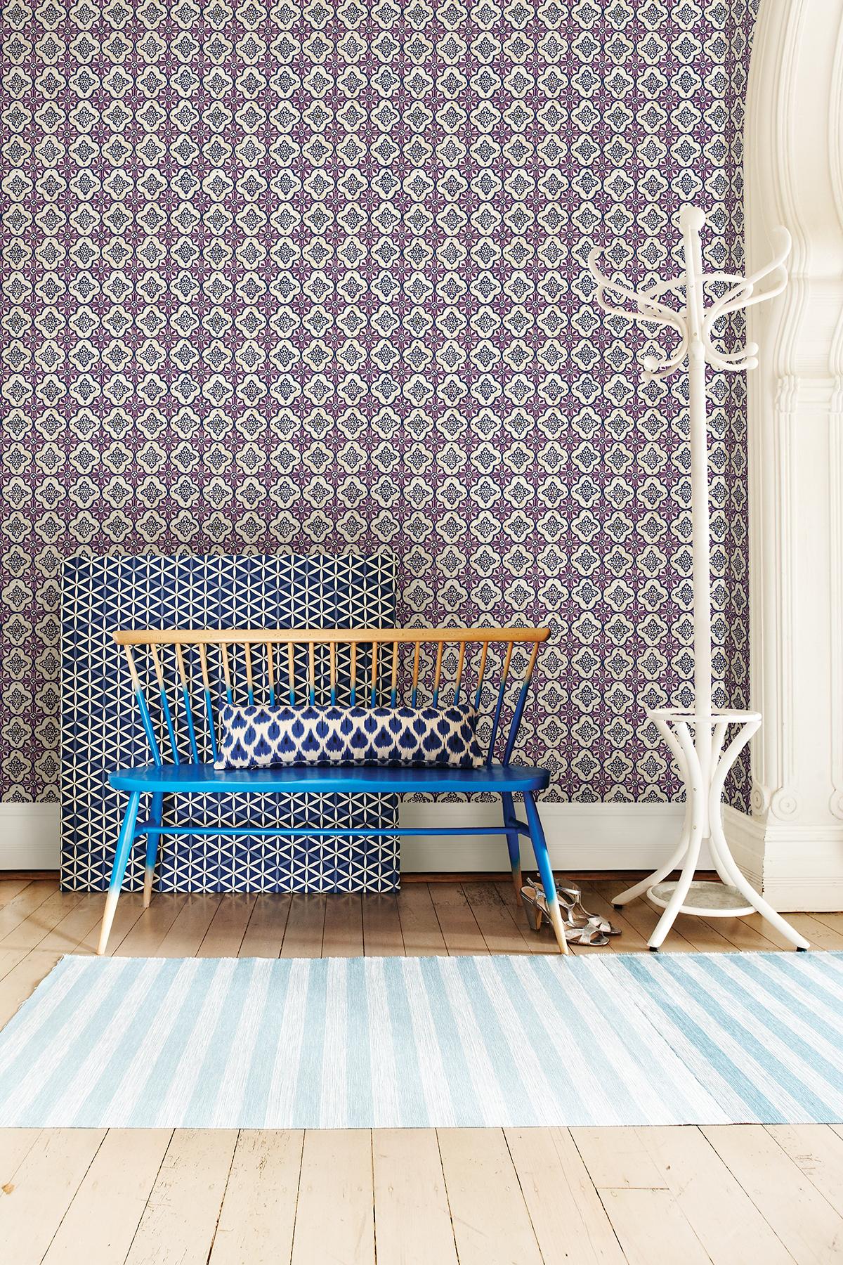 A-Street Prints Geo Violet Quatrefoil Wallpaper