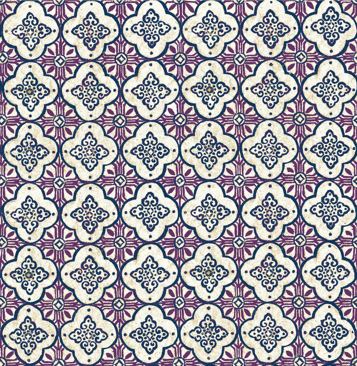 A-Street Prints Geo Quatrefoil Violet Wallpaper