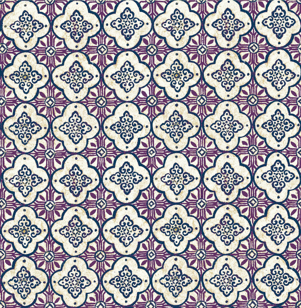 A-Street Prints Geo Quatrefoil Violet Wallpaper