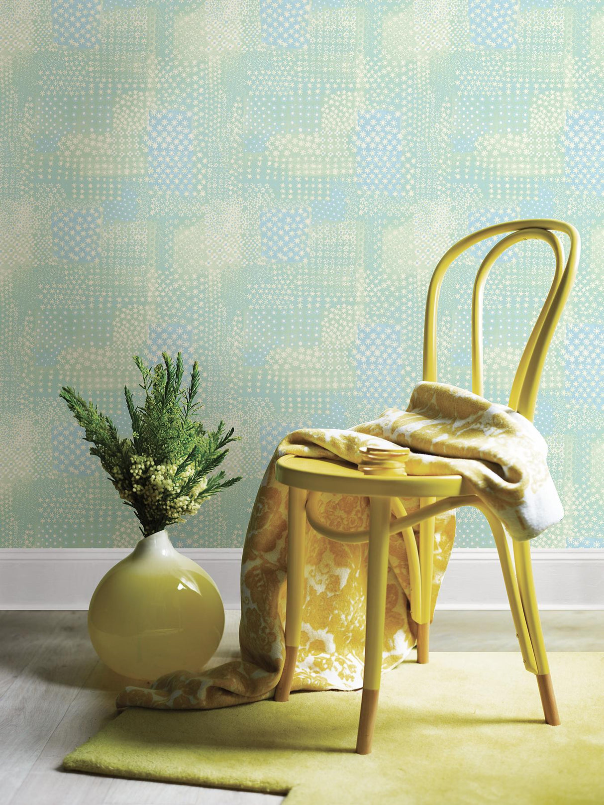 A-Street Prints Flower Power Green Patchwork Wallpaper