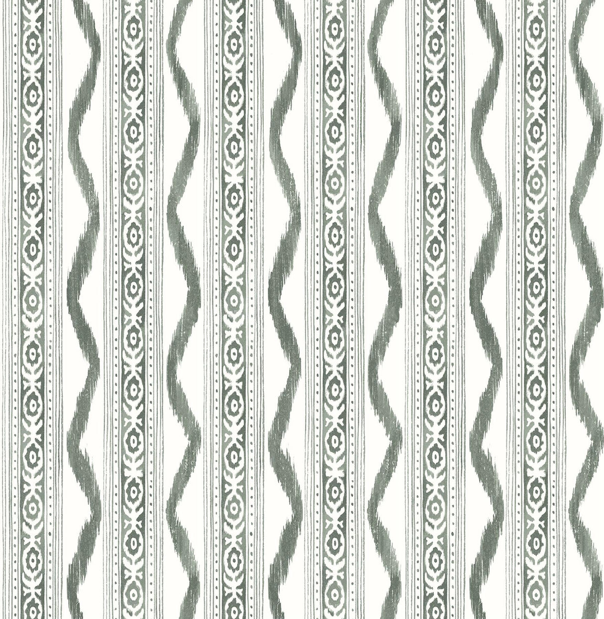A-Street Prints Rhys Green IKAT Stripe Wallpaper