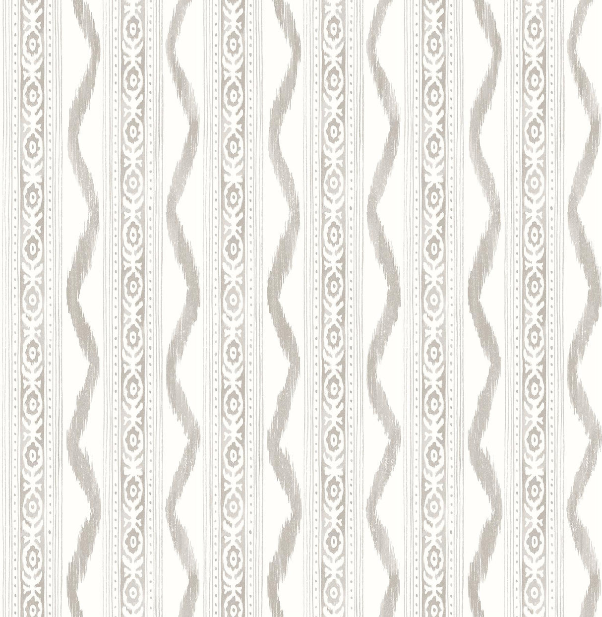 A-Street Prints Rhys Stone IKAT Stripe Wallpaper