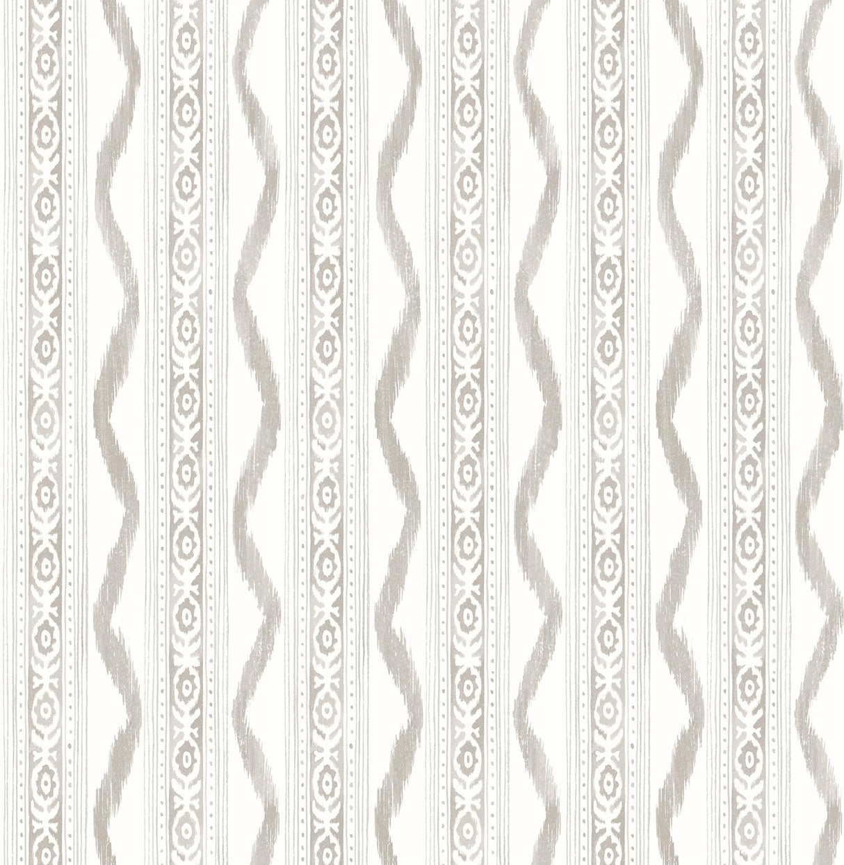A-Street Prints Rhys IKAT Stripe Stone Wallpaper