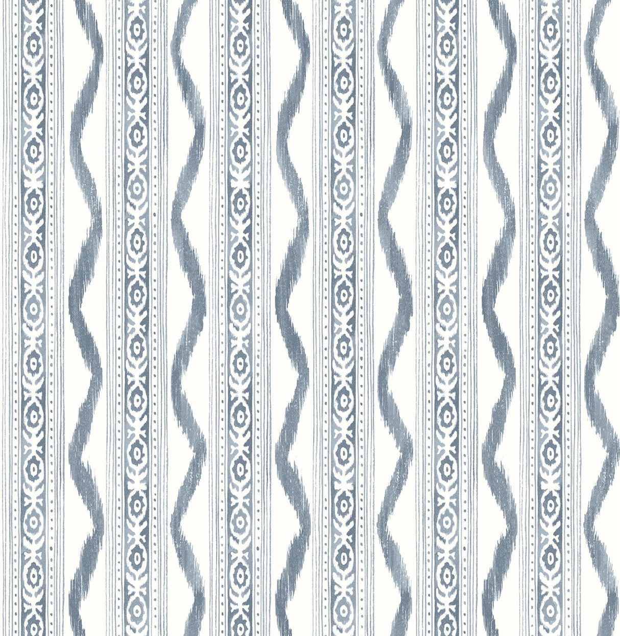 A-Street Prints Rhys Blue IKAT Stripe Wallpaper