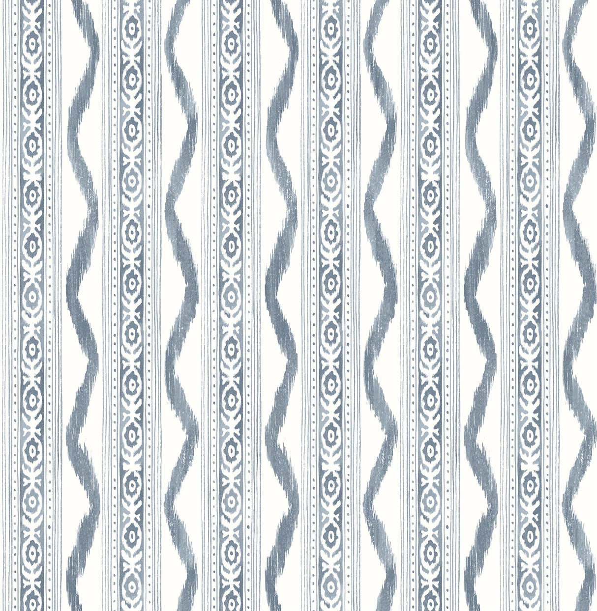 A-Street Prints Rhys IKAT Stripe Blue Wallpaper