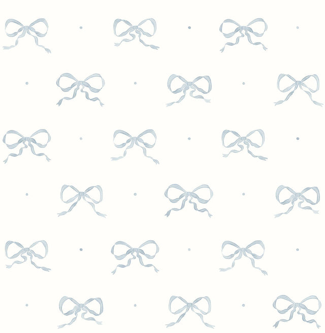 A-Street Prints Emma Blue Heather Large Bow Wallpaper