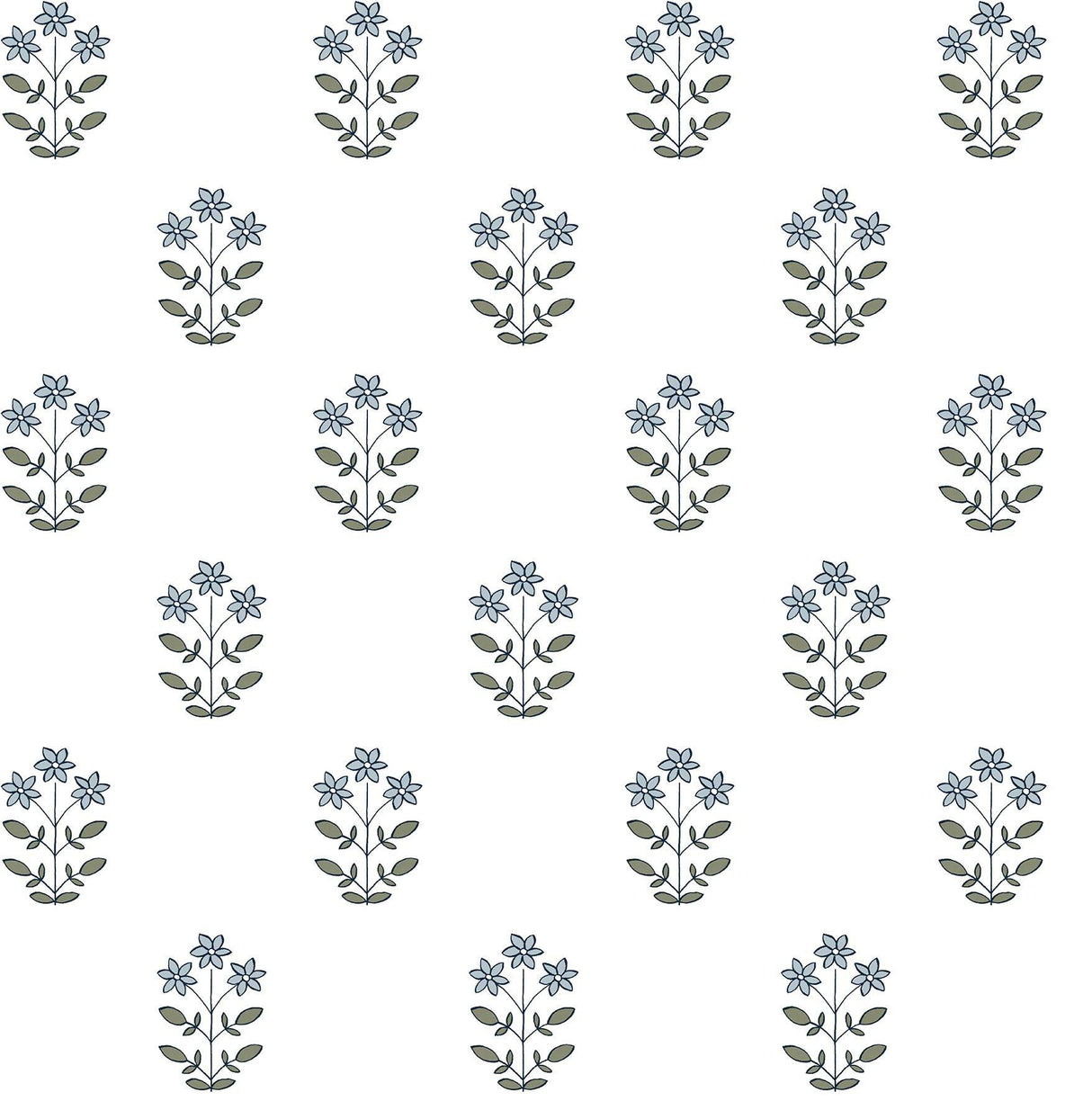 A-Street Prints Kit Blue Heather Floral Wallpaper