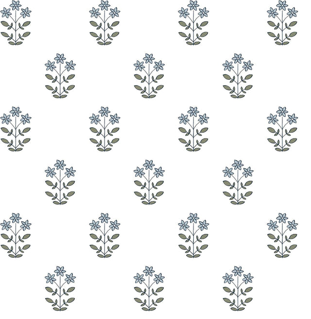 A-Street Prints Kit Blue Heather Floral Wallpaper