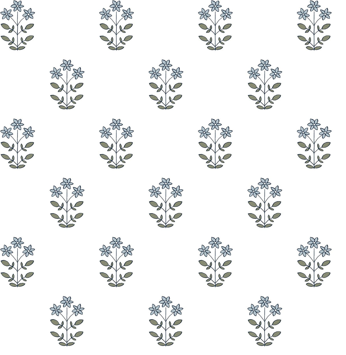 A-Street Prints Kit Floral Blue Heather Wallpaper