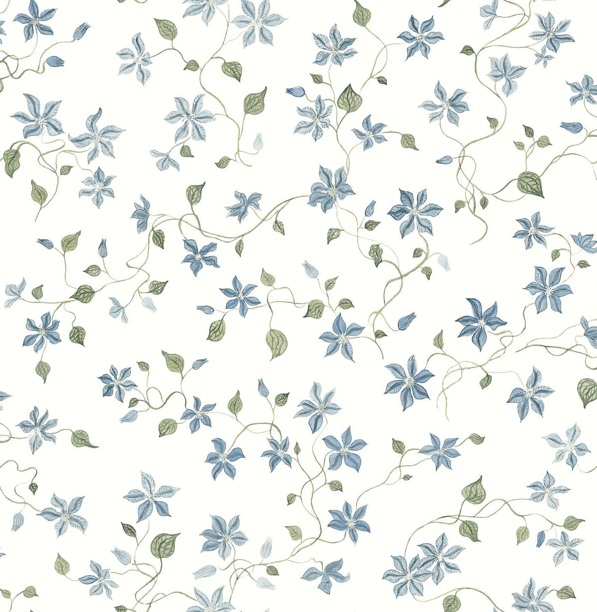 A-Street Prints Betsy Blue Heather Floral Trail Wallpaper