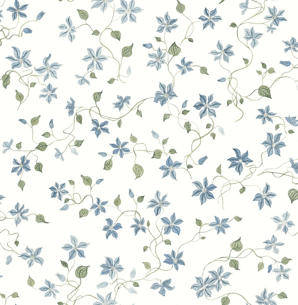 A-Street Prints Betsy Blue Heather Floral Trail Wallpaper