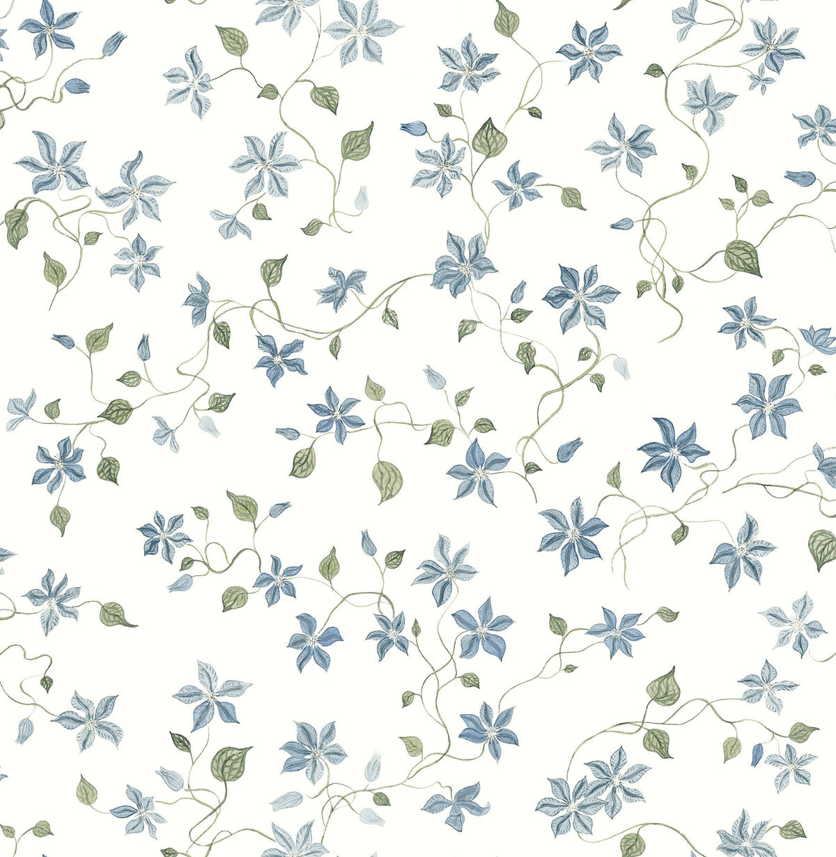A-Street Prints Betsy Floral Trail Blue Heather Wallpaper