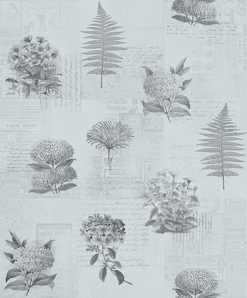 Brewster Home Fashions Mixed Flowers Field Notes Blue Wallpaper