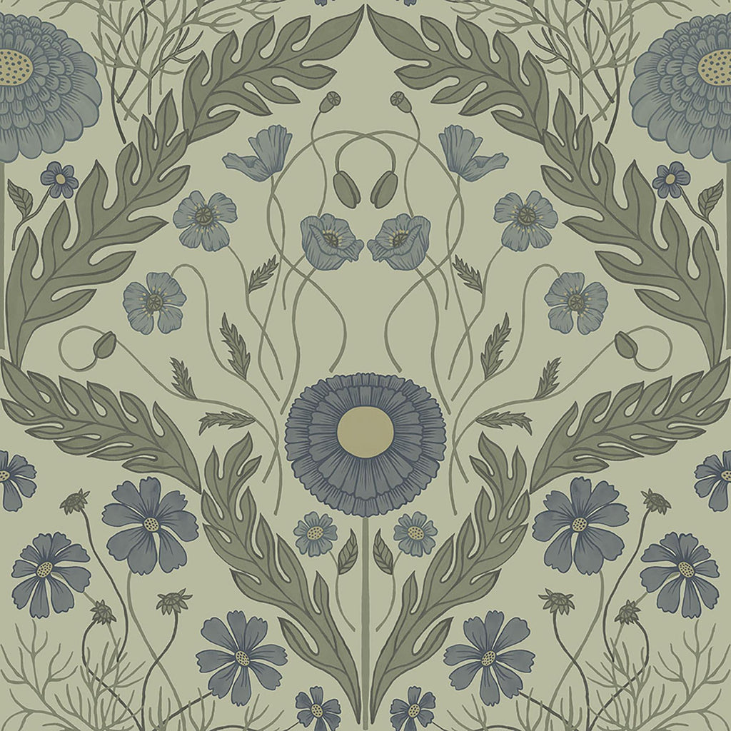 Brewster Home Fashions Marguerite Green Damask Wallpaper