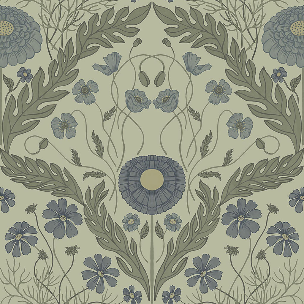 Brewster Home Fashions Marguerite Damask Green Wallpaper