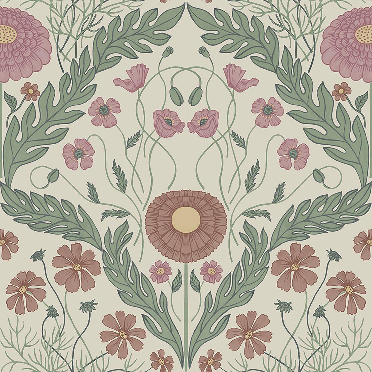 Brewster Home Fashions Marguerite Multicolor Damask Wallpaper